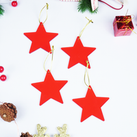 Red Star designed Christmas Decoration Ornaments- Set of 6