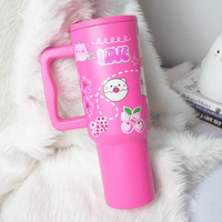“Hot Pink Love Doodle Tumbler – Leak-Proof & Stylish” - Memories InsitePINK LOVE DOODLE TUMBLER-40 OZ