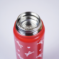 Cherry Bow Print Stainless Steel Water Bottle | Cute Aesthetic Bottle for Daily Use