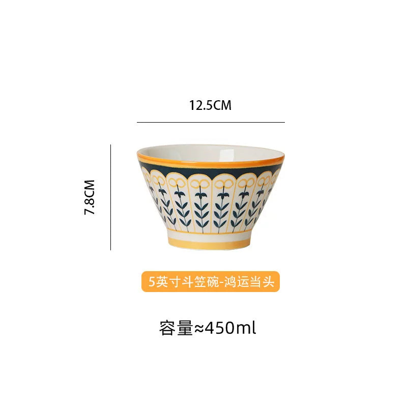 Golden Rim Harmony Bowls – Set of 6 | Elegant Ceramic Serving Bowls