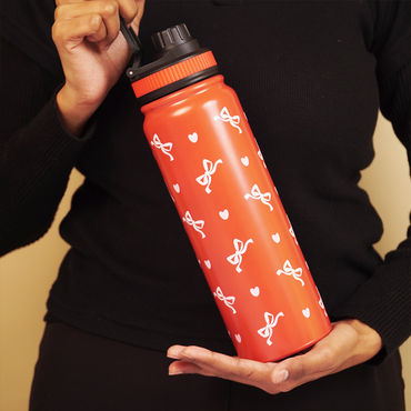 Cherry Bow Print Stainless Steel Water Bottle | Cute Aesthetic Bottle for Daily Use