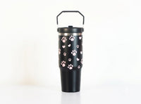 Cute Paw Print Stainless Steel Tumbler with Charm