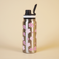 Pink Floral Stainless Steel Water Bottle