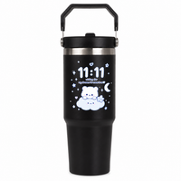 11:11 Printed Tumbler with Handle & Straw | Reusable Travel Cup | Cute Everyday Drinkware