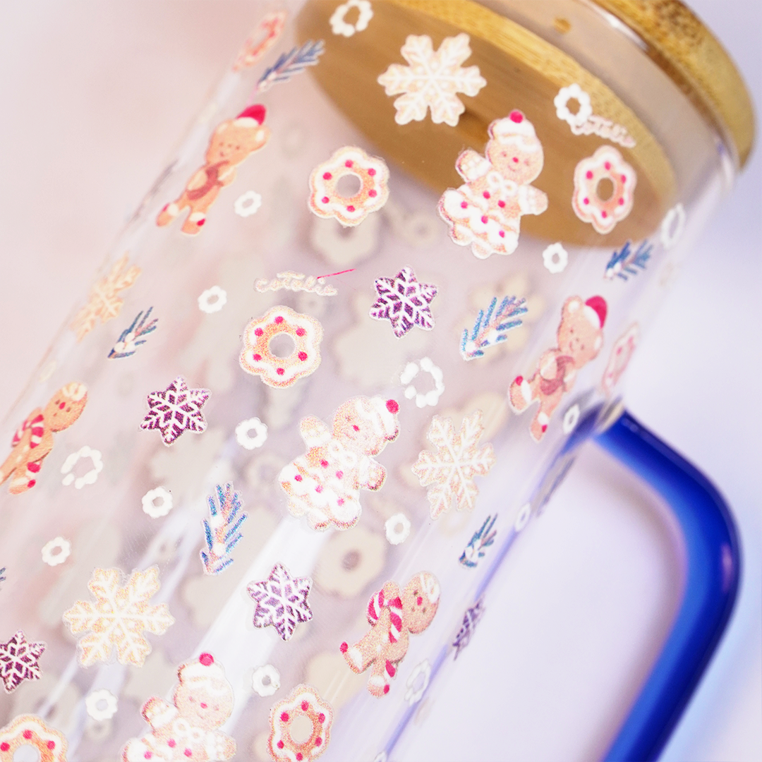 Set of 2 Bloom & Cheer Glass Tumblers – Where Everyday Elegance Meets Festive Joy