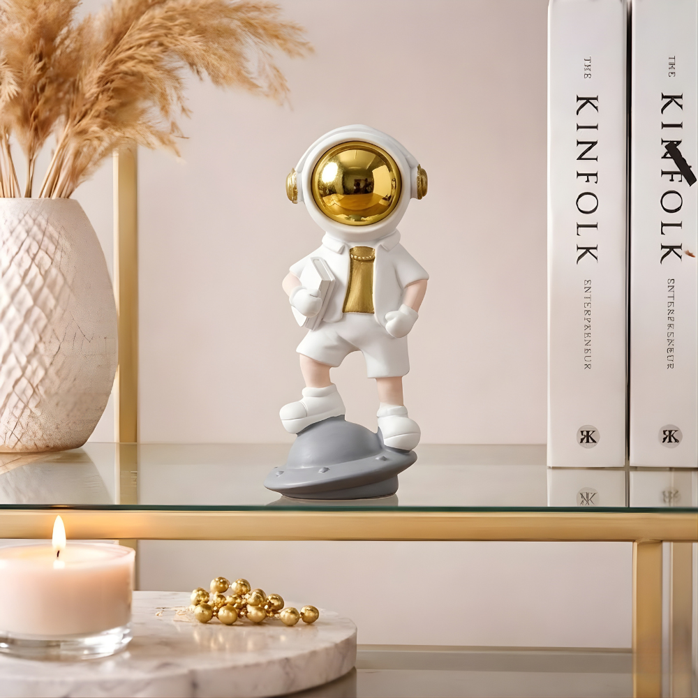 SpaceVibe™ Astronaut Figurine Modern Resin Showpiece with Golden Helmet