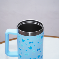 Blue Cherry & Strawberry Floral Stainless Steel Tumbler