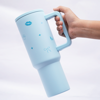 FlutterBloom™ 40oz Insulated Tumbler – Sky Blue Butterfly Edition