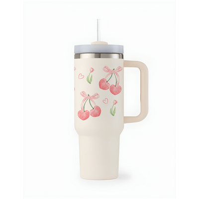 Personalize Bows & Berries Dream Tumbler - Memories InsiteBERRY BOW TUMBLER WITHOUT CHARMS -(WHITE)