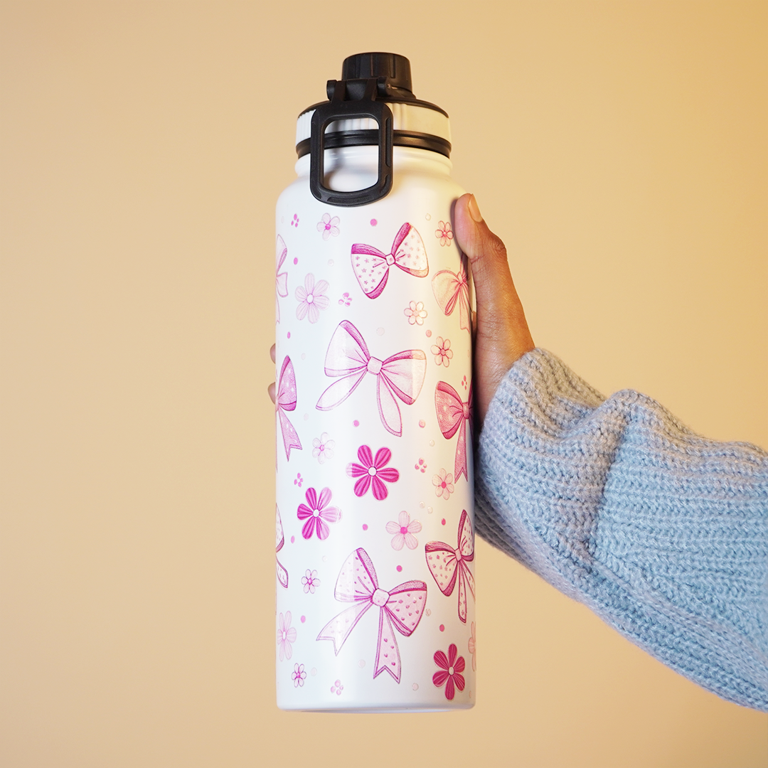 Bow Print Stainless Steel Water Bottle