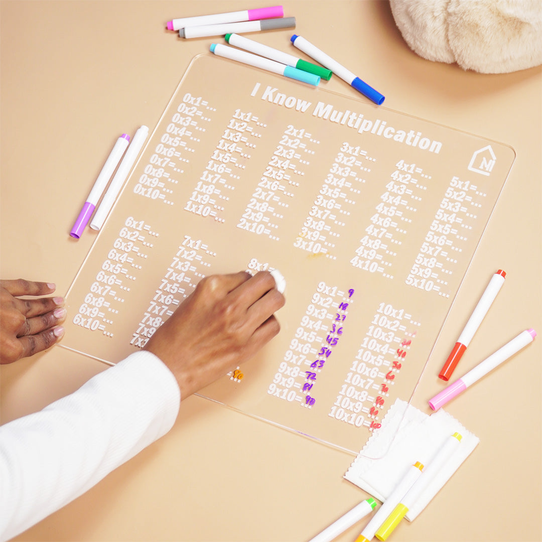 Reusable “I Know Multiplication” Practice Board for Kids | Washable Math Learning Board