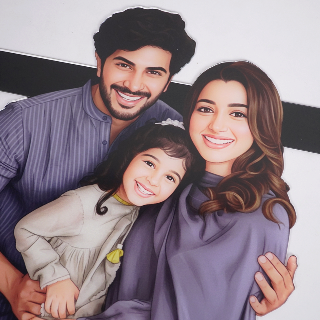 Personalized Family Photo Frame | Custom Cartoon Portrait Frame