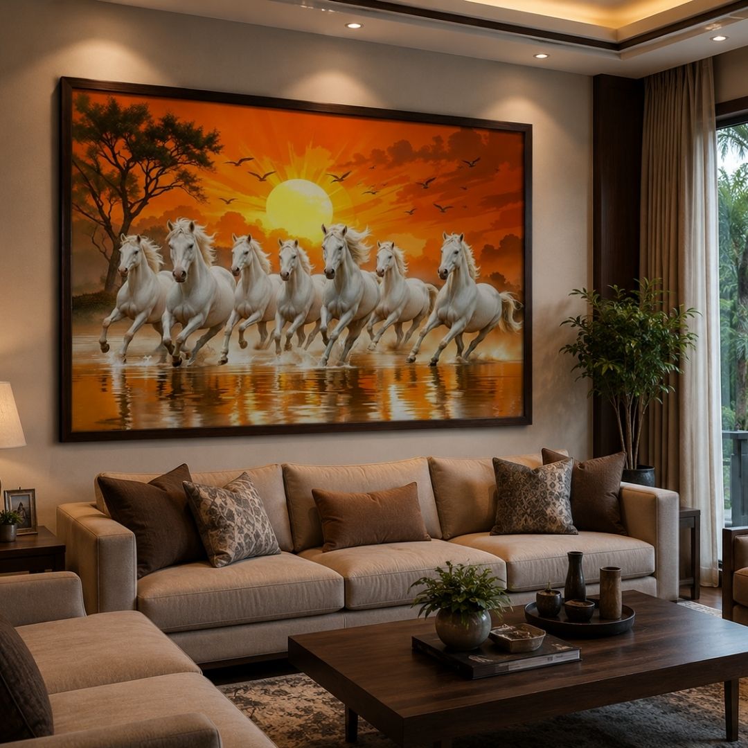 Running White Horses Canvas Wall Art for Living Room