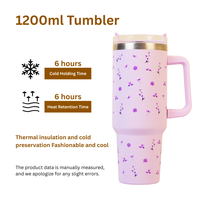 Floral Insulated Tumbler with Handle & Straw