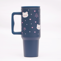 Cute Bear Stainless Steel Travel Tumbler with Handle & Leakproof Lid | Double Wall Vacuum Insulated Coffee Mug