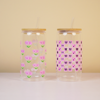 Set-2 Glass Tumbler with Bamboo Lid & Straw