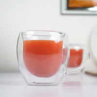 Double Wall Glass Coffee Cup with Handle