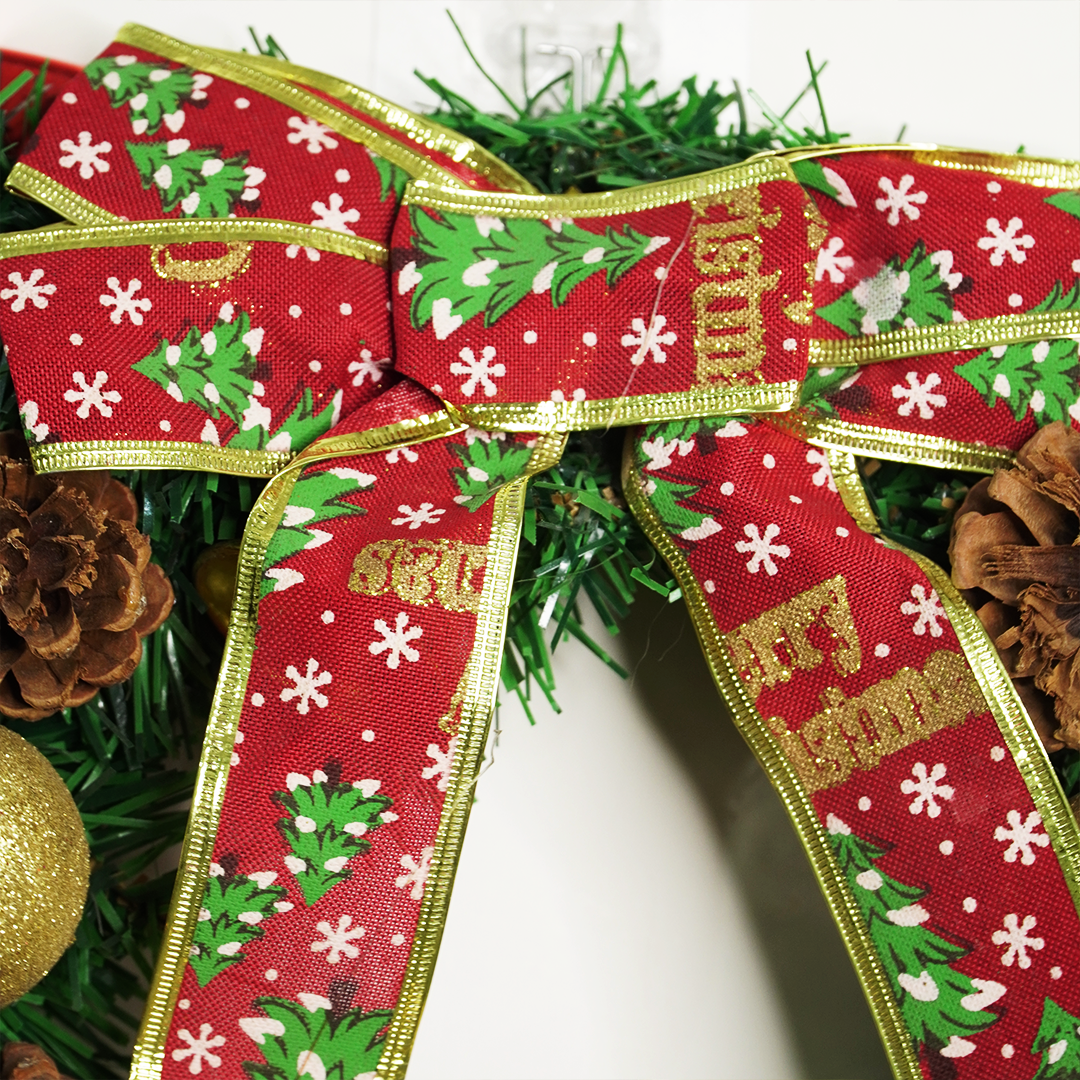 Elegant Golden Bell & Pinecone Christmas Wreath