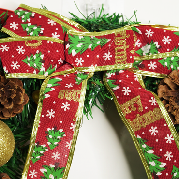 Elegant Golden Bell & Pinecone Christmas Wreath