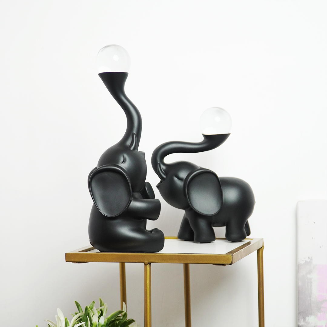 EleGlow™ Elephant Decor Showpiece – Modern Resin Art Sculpture with Light Accent set