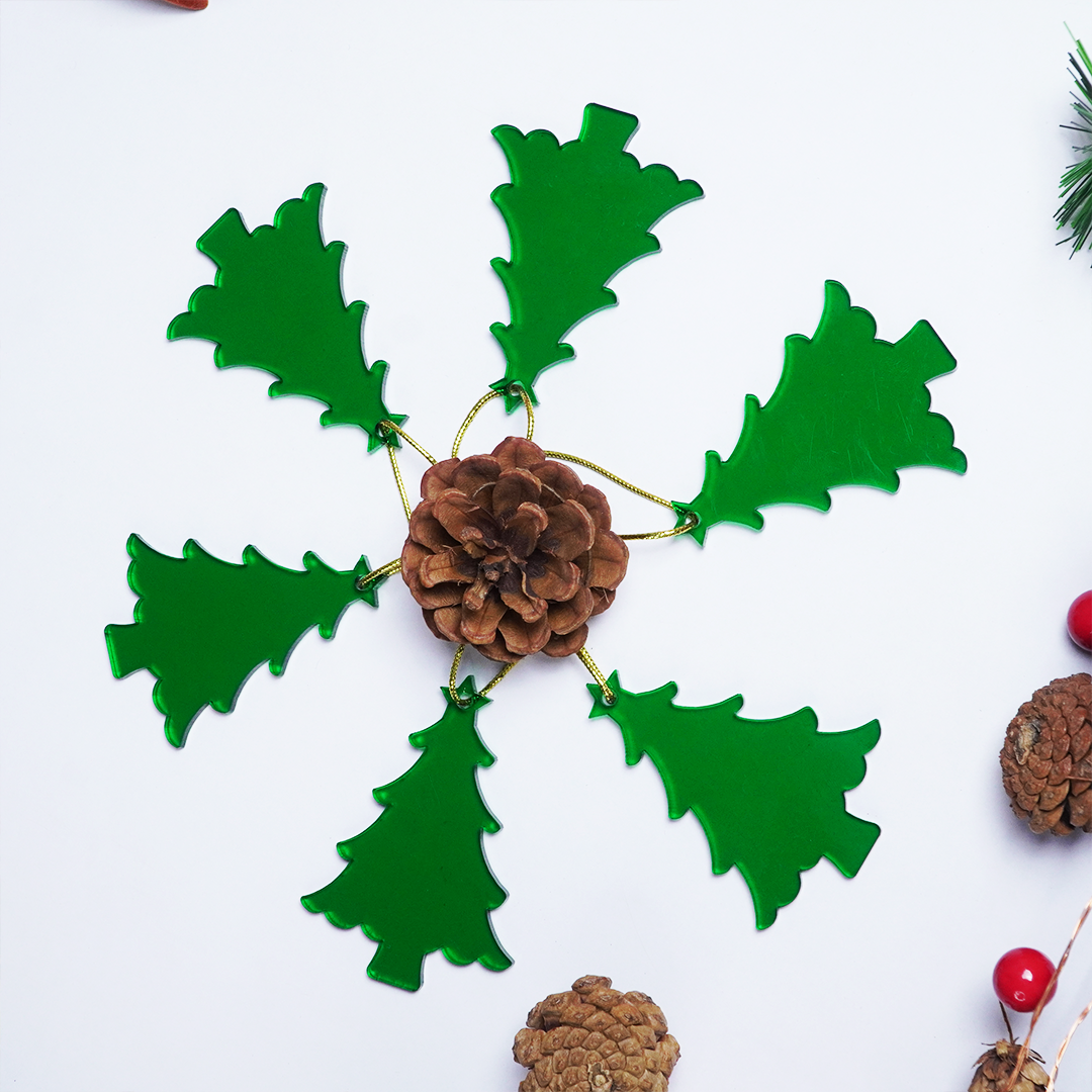 Christmas Tree Designed Christmas Hanging Ornaments – Set of 6