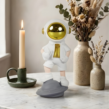 SpaceVibe™ Astronaut Figurine Modern Resin Showpiece with Golden Helmet