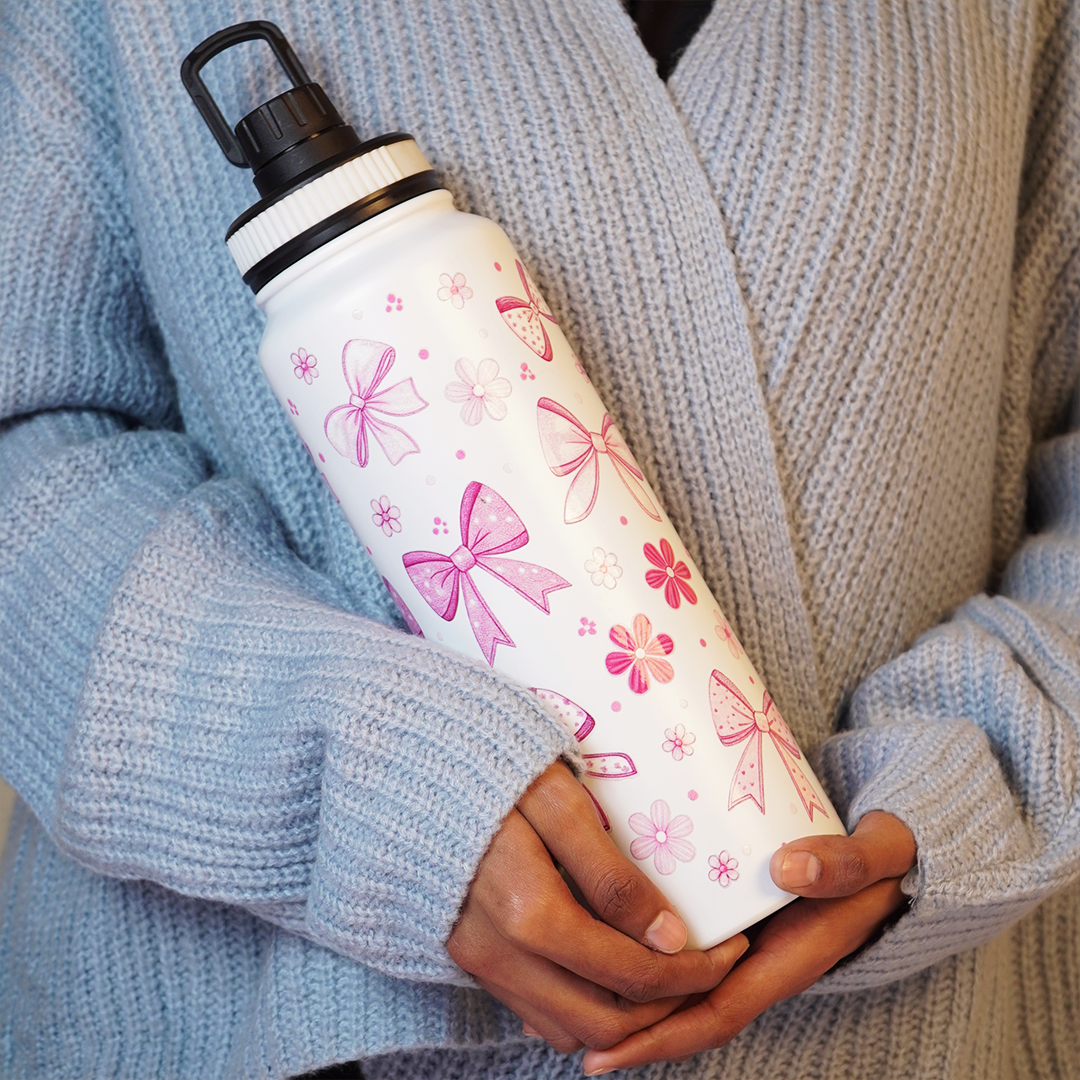 Bow Print Stainless Steel Water Bottle