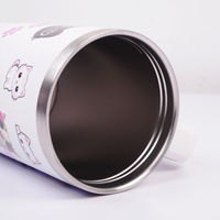 White Cat Print Tumbler with Straw & Handle – Cute Aesthetic Travel Coffee Cup