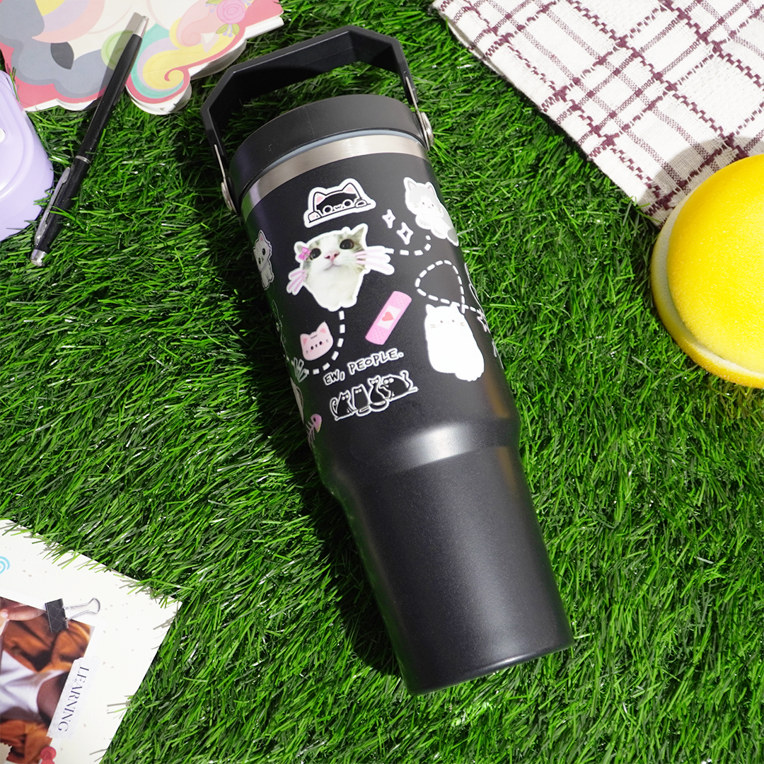 Cute Cat Insulated Tumbler with Handle