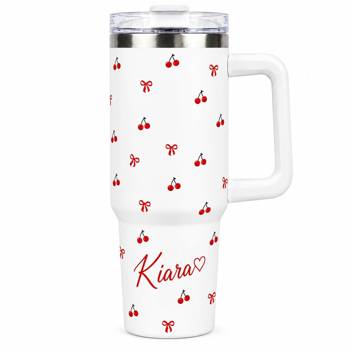 Personaliezd Cherry Daze Insulated Travel Tumbler with Handle & Lid with straw