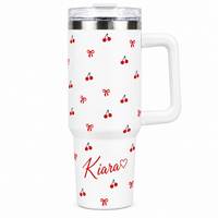 Personaliezd Cherry Daze Insulated Travel Tumbler with Handle & Lid with straw