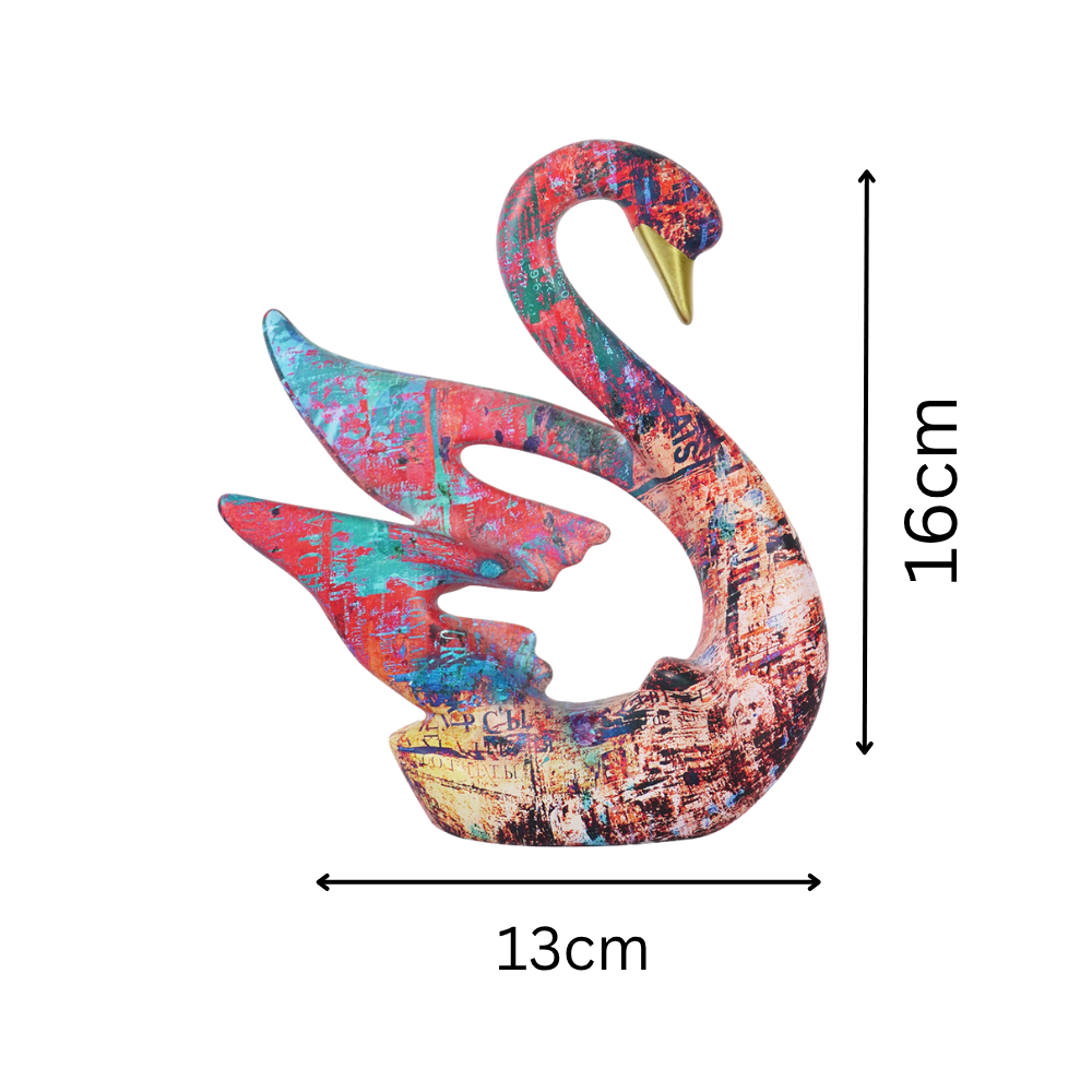 UrbanArt™ Swan Showpiece –Abstract Multicolor Resin Sculpture