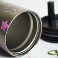 Bunny & Star Print Sipper Bottle with Charm | Reusable Travel Water Bottle | Cute Everyday Drinkware