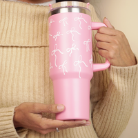 Pink Insulated Tumbler with Handle & Straw