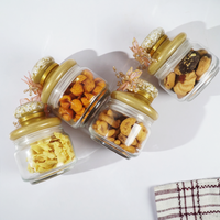 Set-4 Luxury Decorative Storage Jars Set with Pearl & Floral Lid