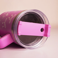 Bow Print Tumbler with Handle & Straw | Reusable Travel Water Cup | Stylish Drinkware