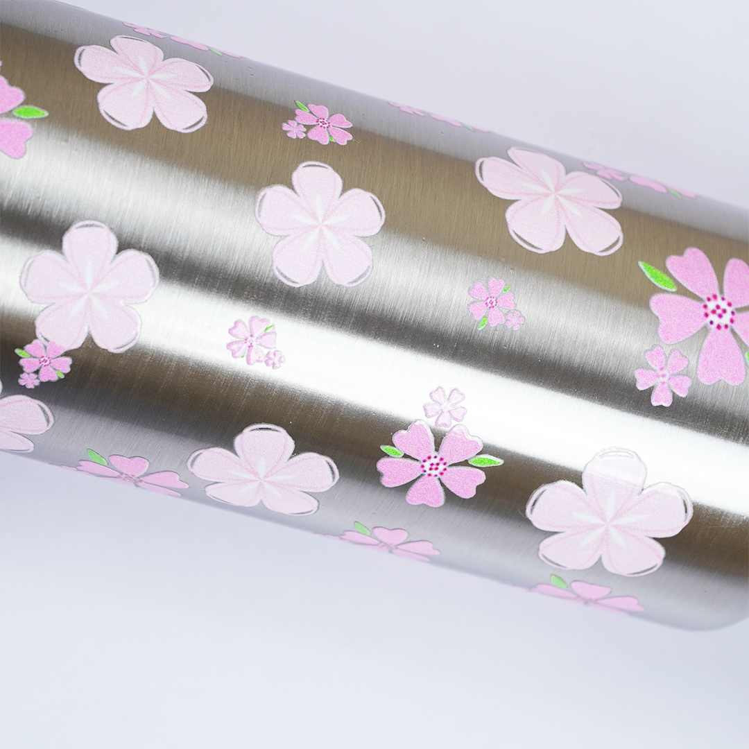 Pink Floral Stainless Steel Water Bottle