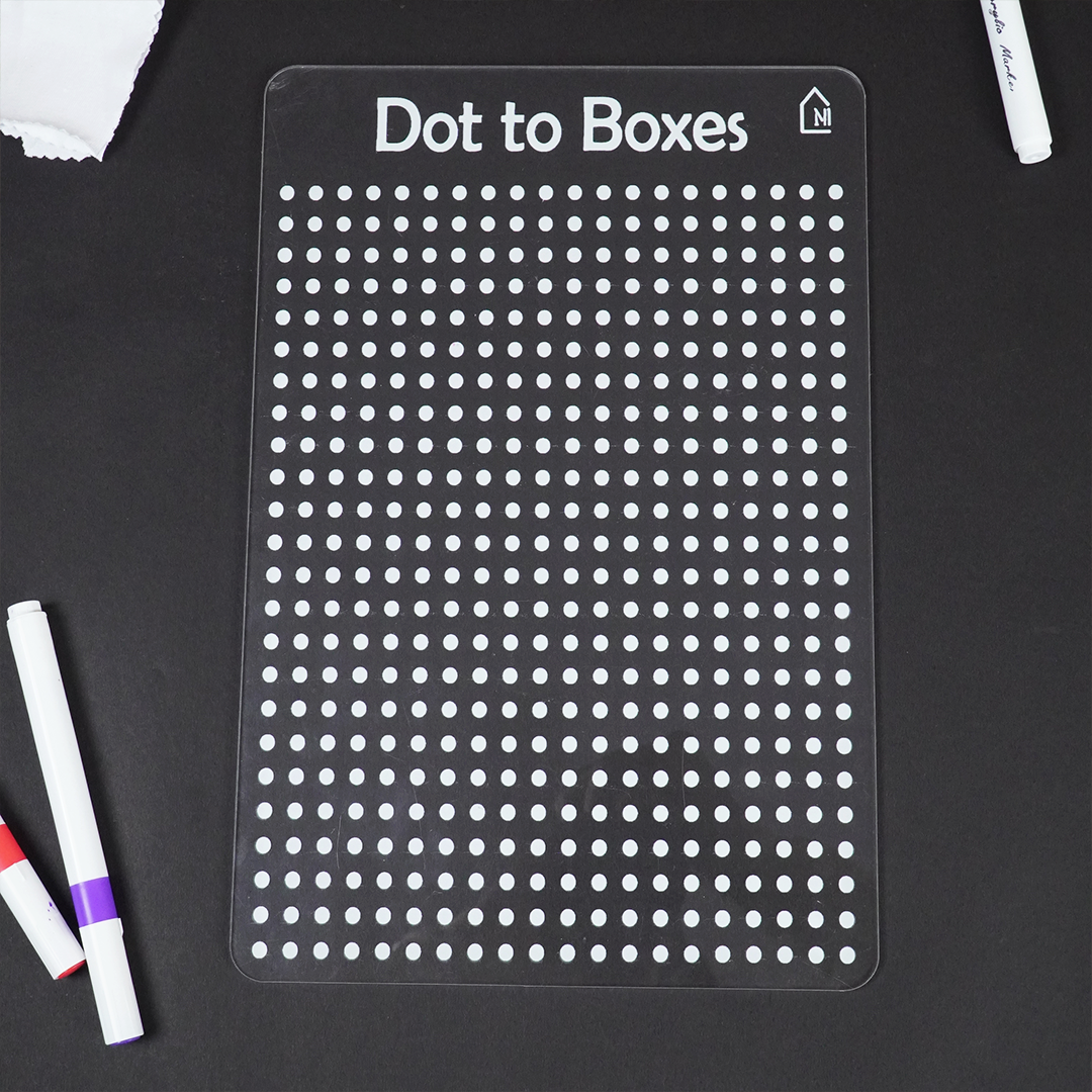 Reusable Dot to Boxes Learning Board for Kids with pen box & Cleaning Cloth