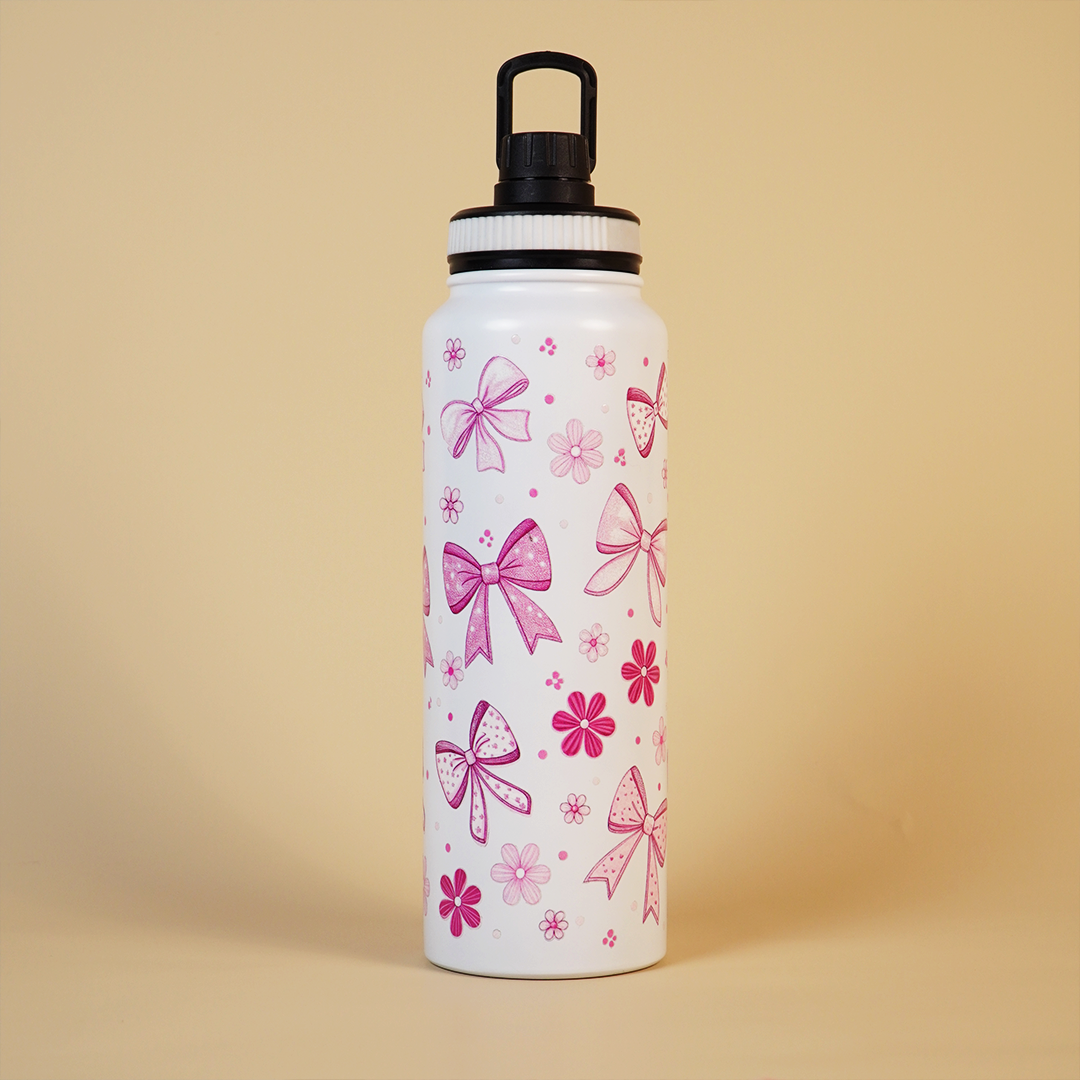 Bow Print Stainless Steel Water Bottle