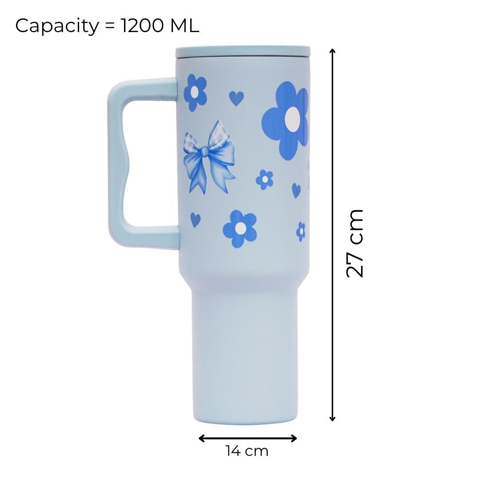 Bow with Flower 40oz Insulated Tumbler – Sky  Blue