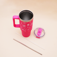 Kawaii Bow Print Design Pink Stainless Steel Tumbler