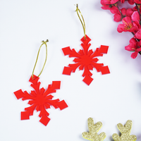 Red Snowflake Christmas Tree Hanging Ornaments - Set of 6