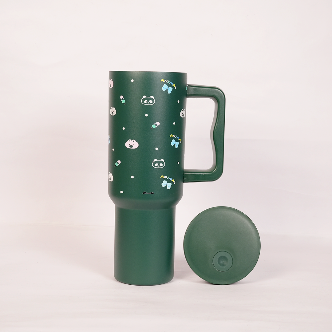 Green Animal Friend Insulated Tumbler with Handle