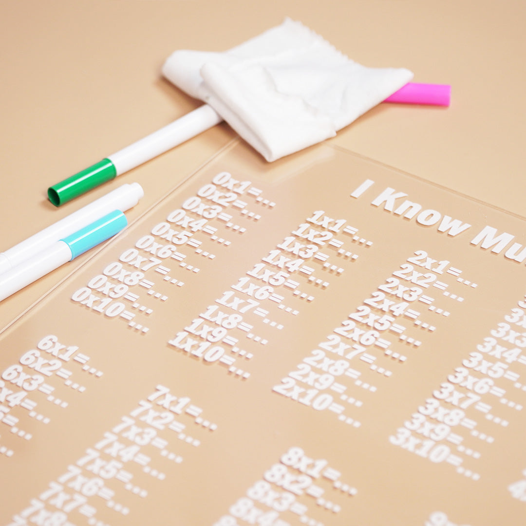 Reusable “I Know Multiplication” Practice Board for Kids | Washable Math Learning Board