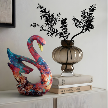 UrbanArt™ Swan Showpiece –Abstract Multicolor Resin Sculpture
