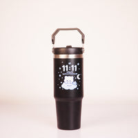 11:11 Printed Tumbler with Handle & Straw | Reusable Travel Cup | Cute Everyday Drinkware