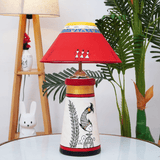 Rangriti Tribal Glow Table Lamp – Red & Gold Ethnic Shade