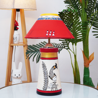 Rangriti Tribal Glow Table Lamp – Red & Gold Ethnic Shade