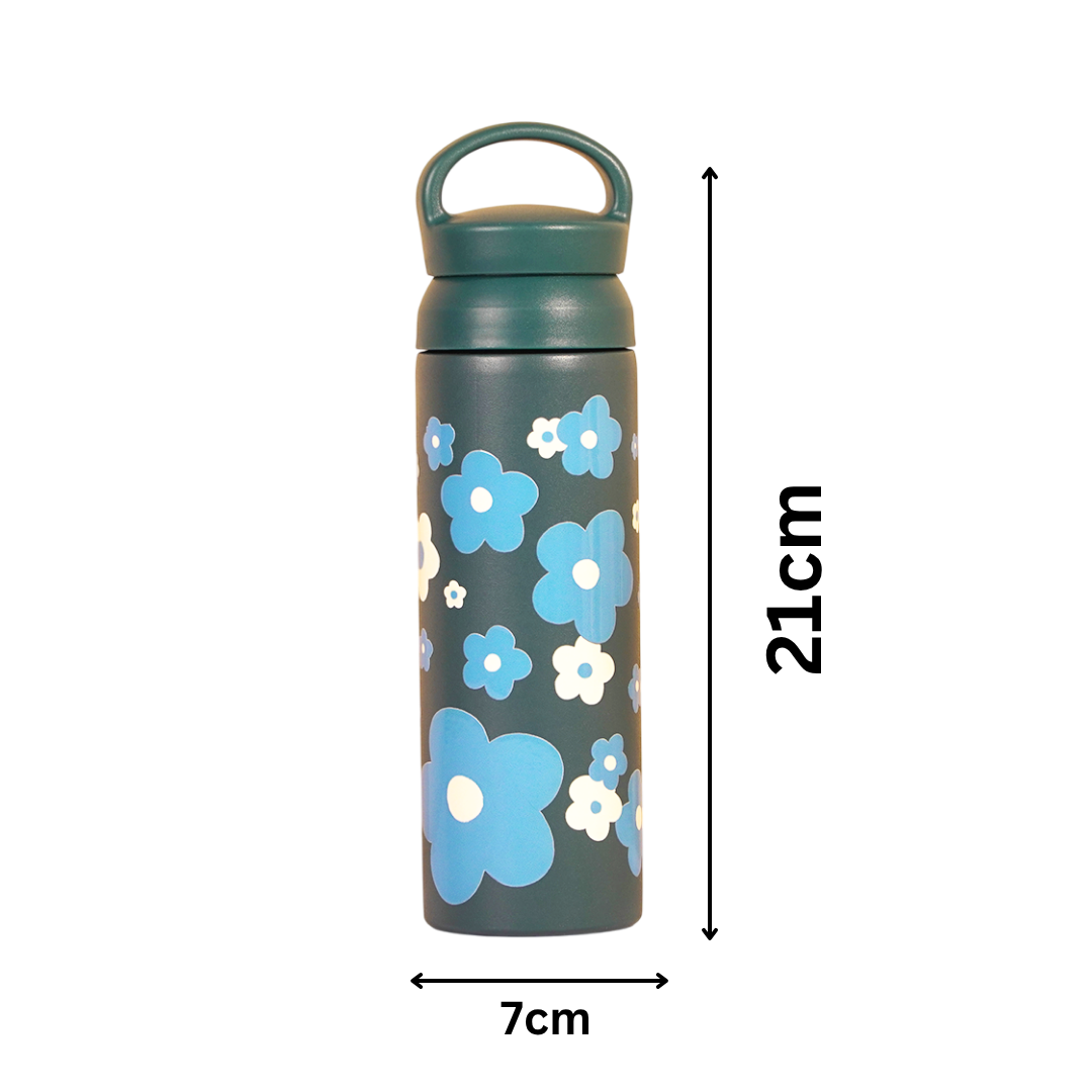Bloom Wave Vacuum Insulated Tumbler – 490ml Hot & Cold Stainless Steel Bottle with Carry Loop Lid