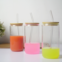 Clear Glass Tumbler with Bamboo Lid & Reusable Glass Straw